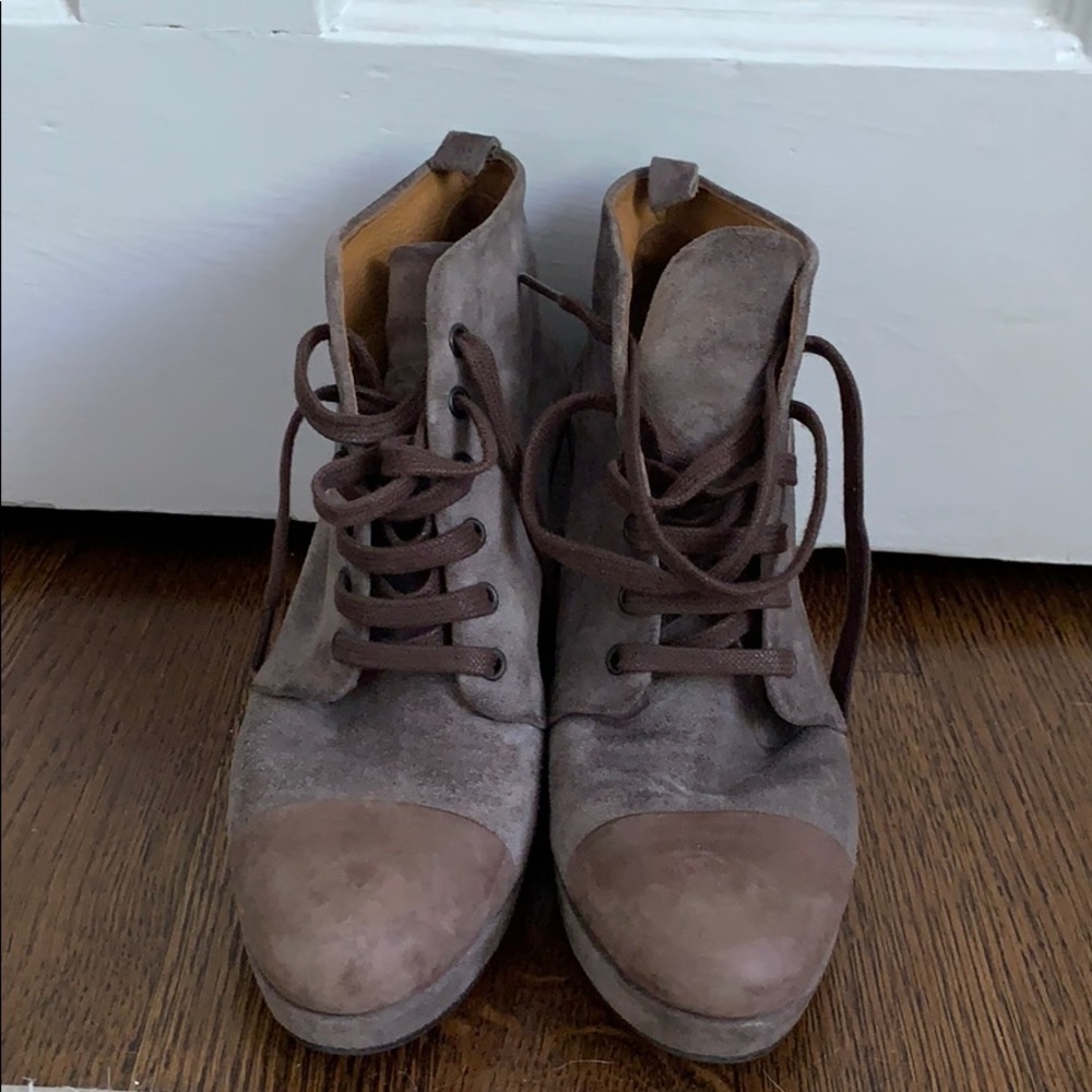 COCLICO Grey Suede Heeled Booties